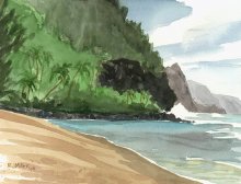 Kauai Artwork by Hawaii Artist Emily Miller - Plein Air at Kee Beach