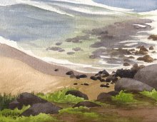 Kauai Artwork by Hawaii Artist Emily Miller - Donkey Beach shallows