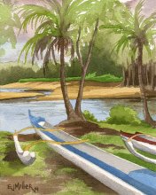 Kauai Artwork by Hawaii Artist Emily Miller - Anahola Canoe Club, plein air
