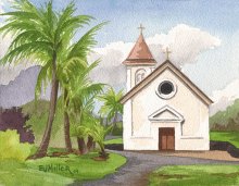 Kauai Artwork by Hawaii Artist Emily Miller - St. Raphael's Church, Koloa
