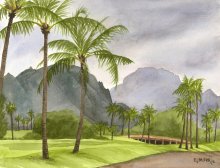 Kauai Artwork by Hawaii Artist Emily Miller - Haupu Mountain from Kalapaki bluff