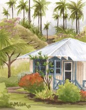 Kauai Artwork by Hawaii Artist Emily Miller - Garden Cottage