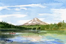 Mt. Hood from Trillium Lake - Hawaii watercolor by Emily Miller