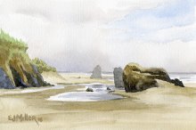 Fog at Devil's Kitchen - Hawaii watercolor by Emily Miller