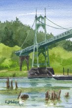 St. John's Bridge - Hawaii watercolor by Emily Miller