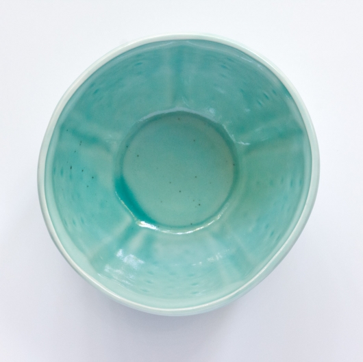  Urchin Soup Bowl - White and Aqua, Urchin Bowls -  artwork by Emily Miller