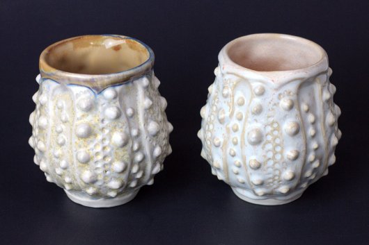 Urchin Cup - White Peaches, Urchin Bowls -  artwork by Emily Miller