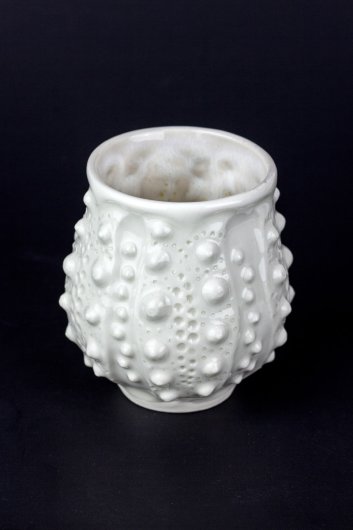 Urchin Cup - White & Gold Speckle, Urchin Bowls -  artwork by Emily Miller