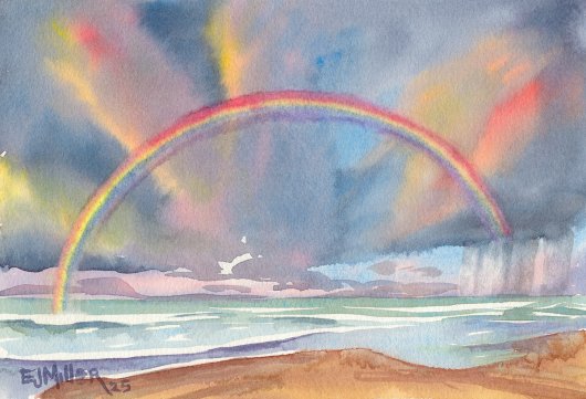 Rainbow Morning, Oregon Coast -  artwork by Emily Miller