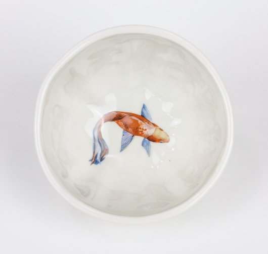 Urchin Rice Bowl - White (Koi), $40 