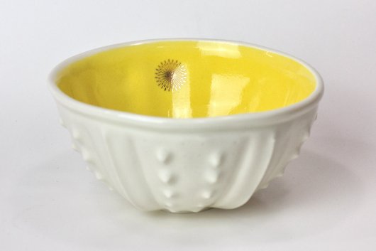 Urchin Rice Bowl - White & Yellow (Gold Burst), $40 