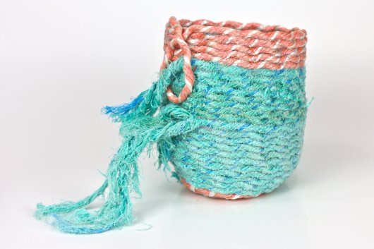  Turquoise Coral Basket, Ghost Net Baskets -  artwork by Emily Miller