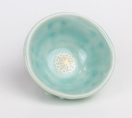 Urchin Mini bowl - aqua (Gold Burst), $30 