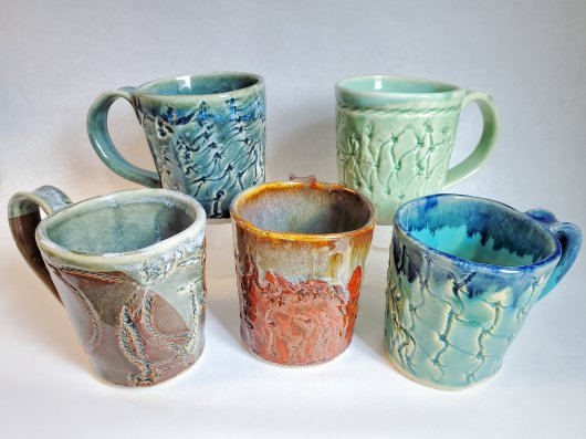 Net Mugs, Ghost Net -  artwork by Emily Miller