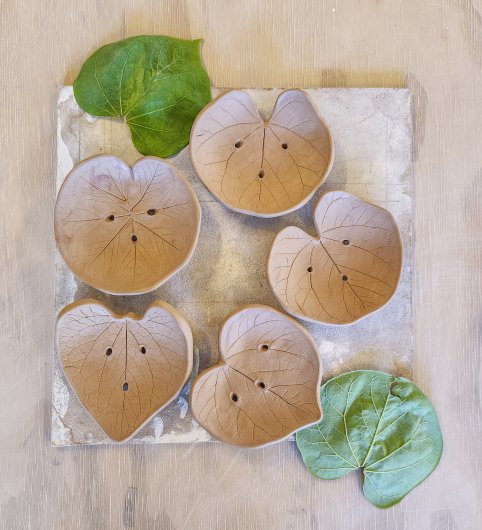 In process Leaf Soap Dishes, Ceramics -  artwork by Emily Miller