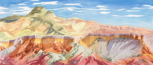 Cliff Chimneys at Mesa de las Viejas, New Mexico -  artwork by Emily Miller